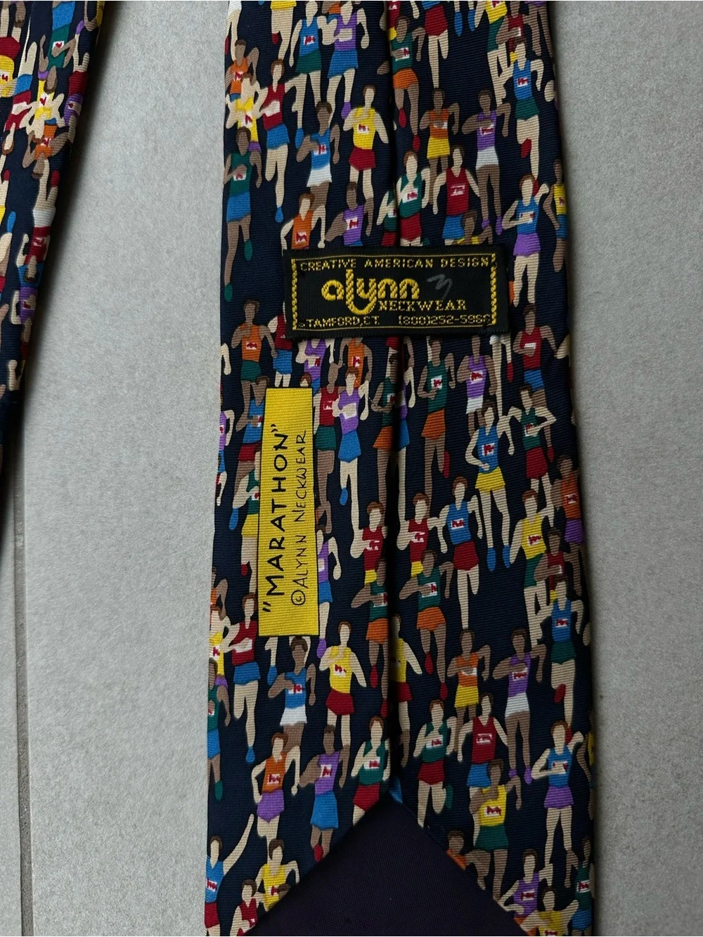 Navy Novelty Pattern Men's Tie - Multicolor Crowd Print